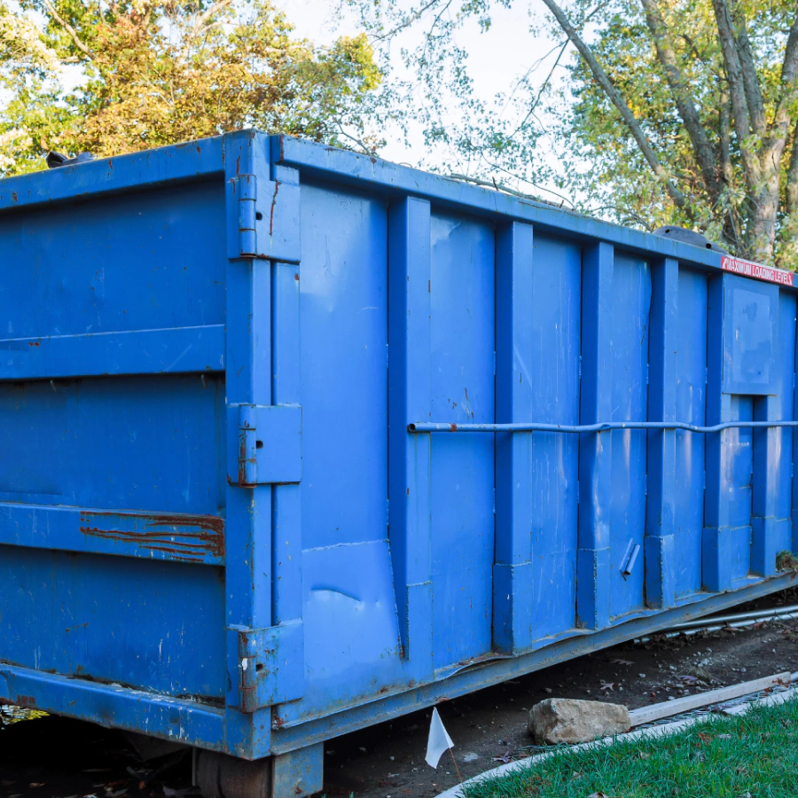 blue dumpster